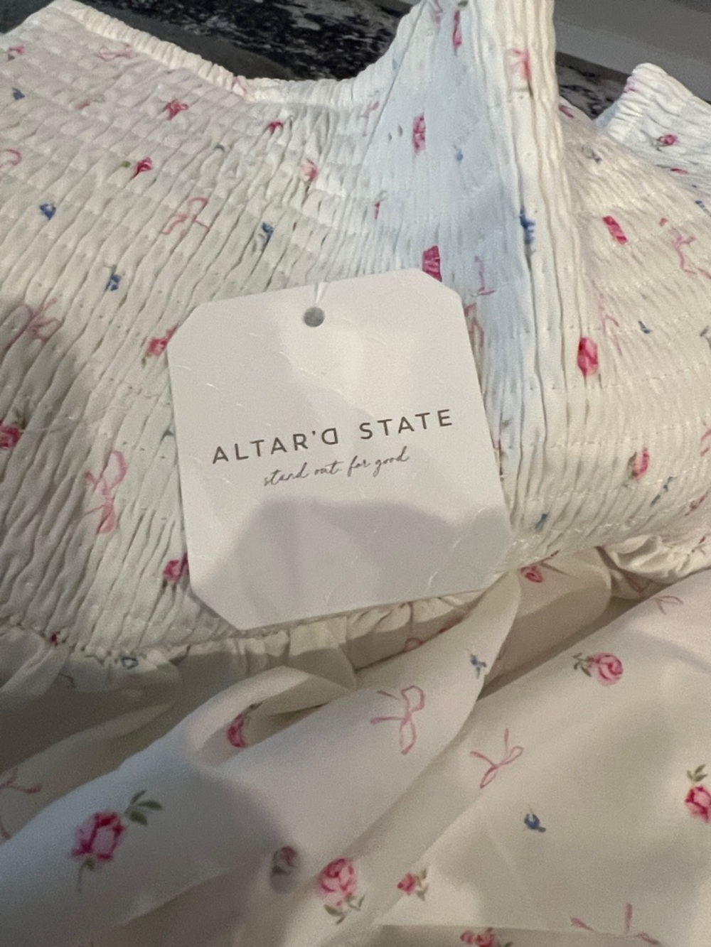 Altar'd State Floral Mini Dress White and Pink NWT - Picture 11 of 14
